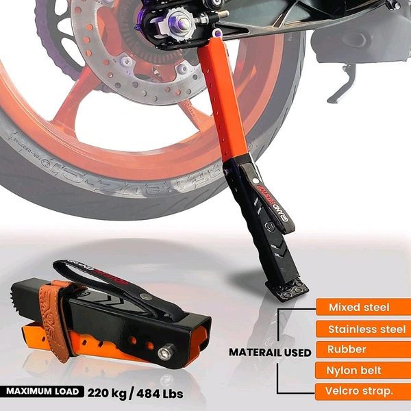 Grand Pitstop Motojack - Black & Orange (Bike Wt upto : 220 kgs) 