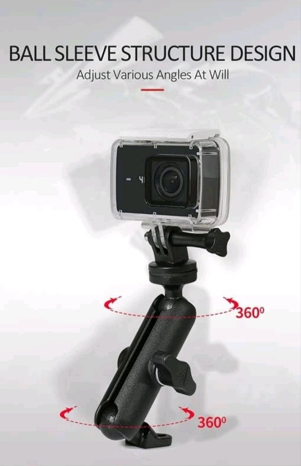 BSDDP Action Camera Aluminium Alloy Holder Compatible With Gopro Bike Mount With Two 360° Rotational Angle For Bike Motorcycle And & Scooter (Rear View Mirror Mount Attachment)