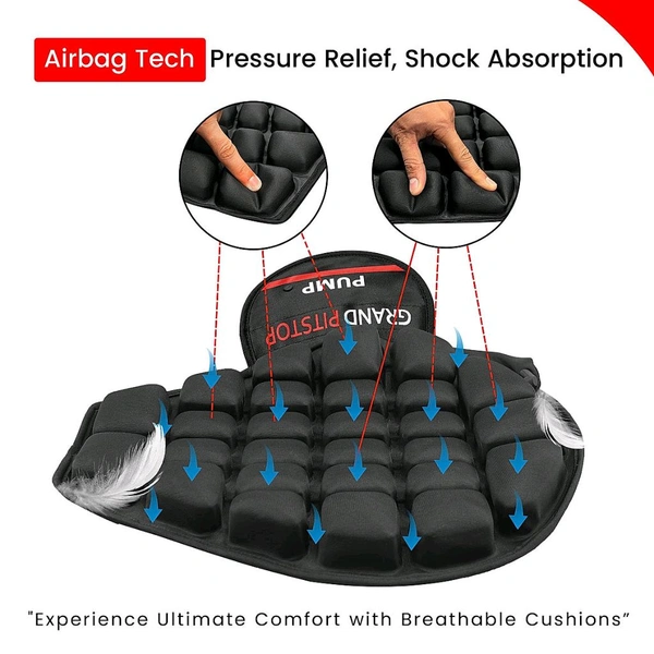 Grand Pitstop Air Bubble Airseat for Medical, Offices, Home, Motorcycle and Car Lumbar Support - Cruiser with Pump