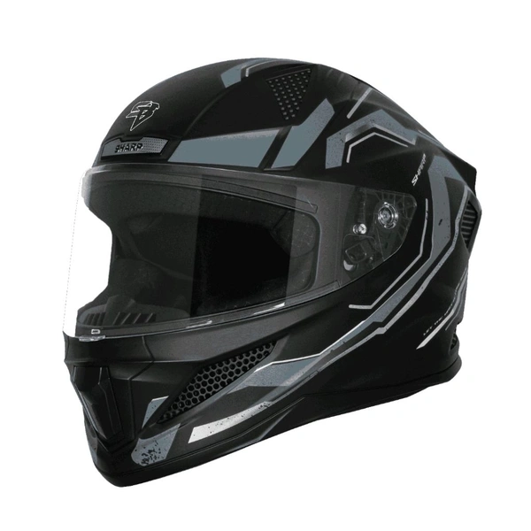 Steelbird SBH-25 SV Sharp Glossy Black Grey Helmet - L