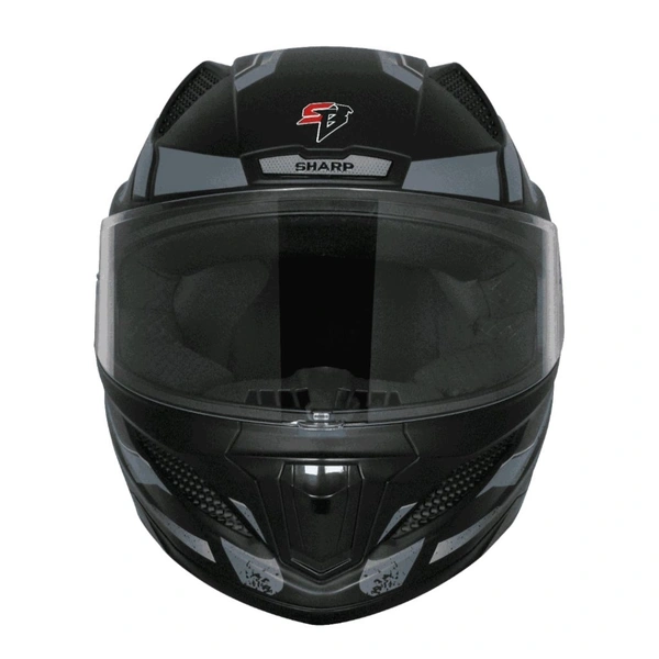 Steelbird SBH-25 SV Sharp Glossy Black Grey Helmet - L