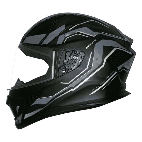 Steelbird SBH-25 SV Sharp Glossy Black Grey Helmet - L
