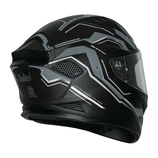 Steelbird SBH-25 SV Sharp Glossy Black Grey Helmet - L