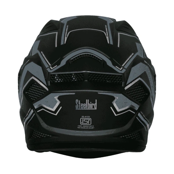 Steelbird SBH-25 SV Sharp Glossy Black Grey Helmet - L