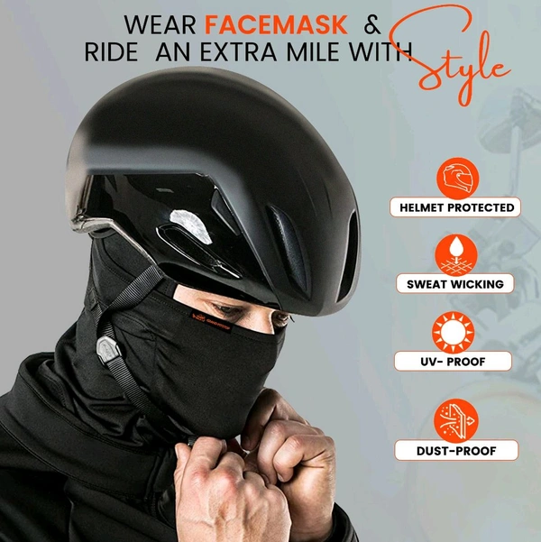 Grand Pitstop  Face Mask for Bike, Ski, Cycling, Running, Hiking - Black