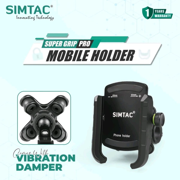 Simtac Super Grip Mobile Holder with Vibration Damper For Bikes, Scooters, Bicycle | MH01-PRO