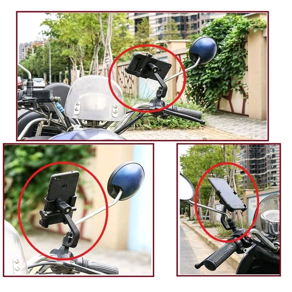 Generic Full Metal Body Bike & Scooty 360 Degree Rotating Mobile Holder Stand for Bicycle, Motorcycle, Scooty for Maps and GPS Navigation Fits All Smartphones (1 Pc)