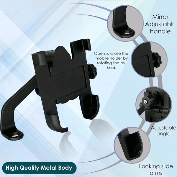 Generic Full Metal Body Bike & Scooty 360 Degree Rotating Mobile Holder Stand for Bicycle, Motorcycle, Scooty for Maps and GPS Navigation Fits All Smartphones (1 Pc)