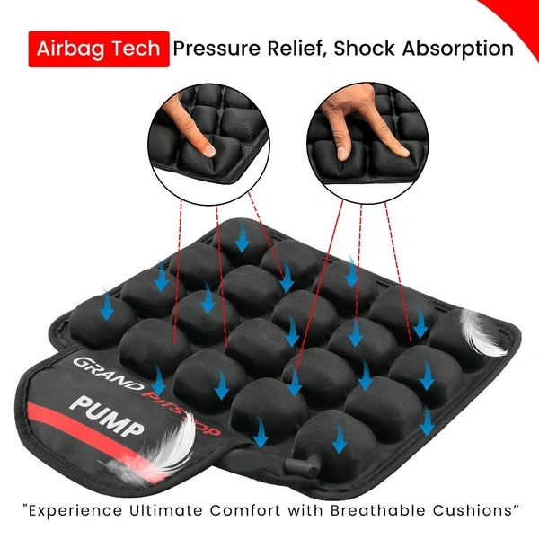 Grand Pitstop Air Bubble Airseat for Medical, Offices, Home, Motorcycle and Car Lumbar Support - Pillion with Pump