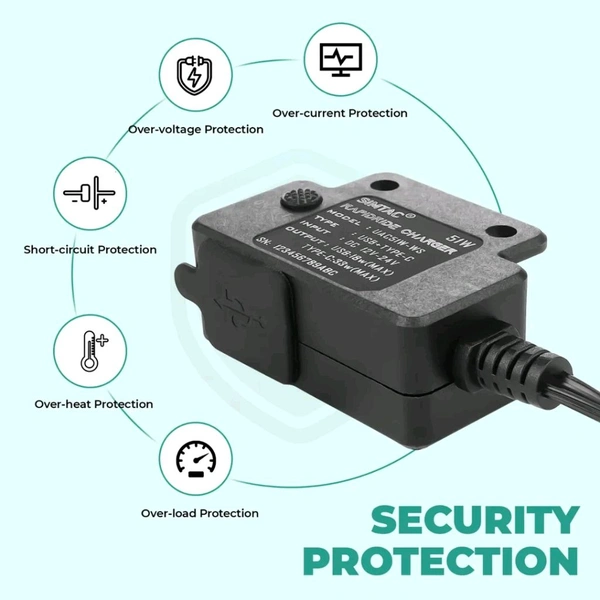 Simtac SIMTAC RapidRide Duo 51W Charger – Dual USB & Type-C Ports with Universal Fitment