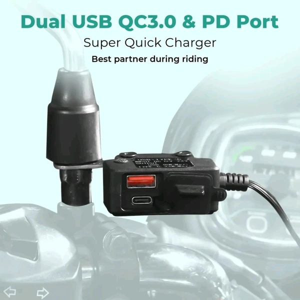 Simtac SIMTAC RapidRide Duo 51W Charger – Dual USB & Type-C Ports with Universal Fitment