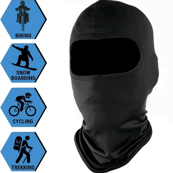 Steelbird Unisex-Adult Soft Lycra Balaclava Most Suitable for Motorcycling, Running, Sports, Head and Face Cover (Black), Free Size