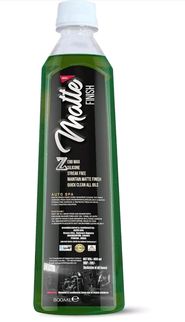 AUTO SPA Matte & Satin Finish Paint Washing Shampoo (800ML) – Car Shampoo for Matte and Satin Finishes – Safe, Non-Abrasive, and High-Performance Cleaner for Luxury Cars and Bikes