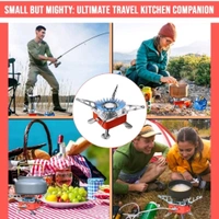 Camping gas stove - Outdoor Stove | 2800W- Ultra Light Folding Picnic Cooking Gas Burners Folding Stove With Storage Bag - Emergencey stove, Stainless Steel