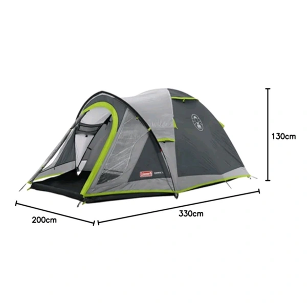 Coleman Polyester Darwin 3+ Camping Tent with Spacious Porch for Extra Storage, 5-10 Minutes Easy Setup | Full Waterproof Fly Sheet, 3 Person, Grey