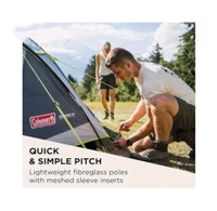Coleman Polyester Darwin 3+ Camping Tent with Spacious Porch for Extra Storage, 5-10 Minutes Easy Setup | Full Waterproof Fly Sheet, 3 Person, Grey