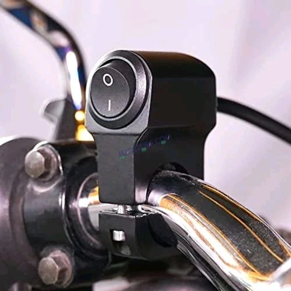 HJG Handlebar Switch 3 Way Universal 12V Handlebar CNC Metal Switch (3-Way) for All Bikes and Motorcycles HJG On-Off-On Headlight Fog Brake Light Switch Fit For All Motorcycles (Black)