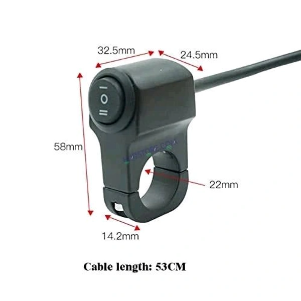 HJG Handlebar Switch 3 Way Universal 12V Handlebar CNC Metal Switch (3-Way) for All Bikes and Motorcycles HJG On-Off-On Headlight Fog Brake Light Switch Fit For All Motorcycles (Black)