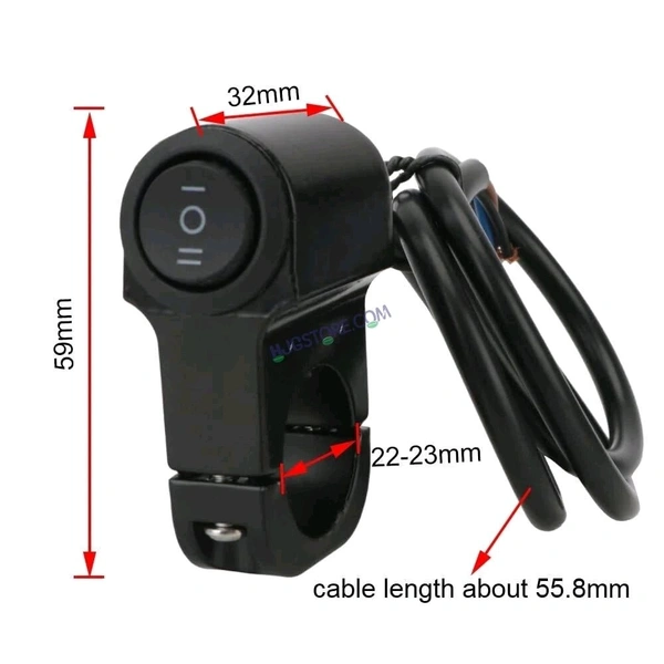 HJG Handlebar Switch 3 Way Universal 12V Handlebar CNC Metal Switch (3-Way) for All Bikes and Motorcycles HJG On-Off-On Headlight Fog Brake Light Switch Fit For All Motorcycles (Black)