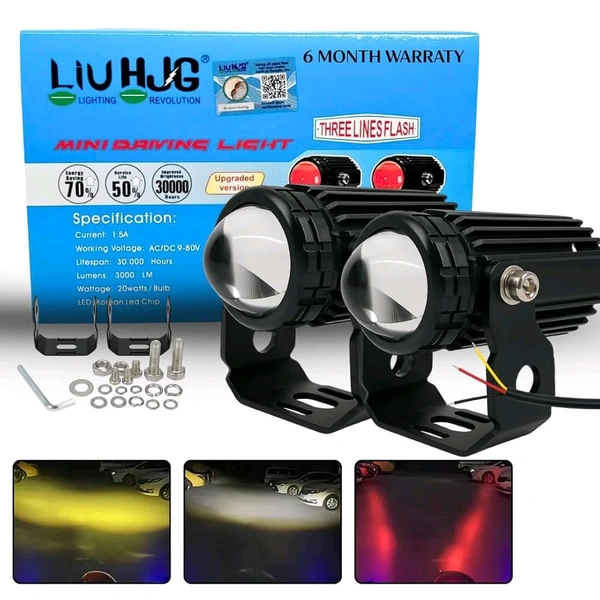 HJG Mini Drive V3 Devil with Red DRL Mini Drive V3 Light Red Devil Eye Light Multiple Connecting Red Yellow White Color HJG Mini Drive V3 Devil (With Inbuilt Flasher) 