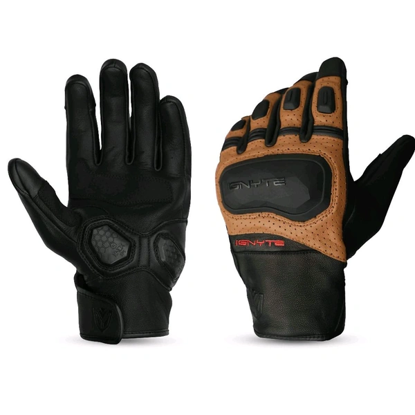 Ignyte Gloves-103-JS Gauntlet Full Leather (Tan)  - M