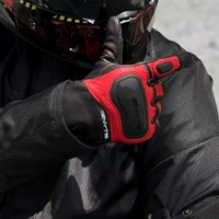 Ignyte Gloves-103-JS Gauntlet Full Leather (Black Red)  - L