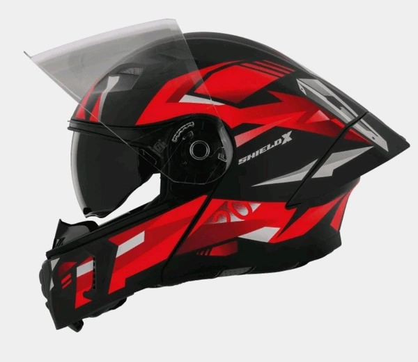 Steelbird Sba-20 ISS Shield X Glossy Black With Red - L