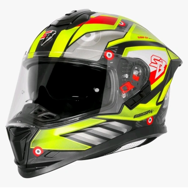 Steelbird SBH-57 ISS Fighter F8 ISI/DOT Glossy BLACK Neon - L