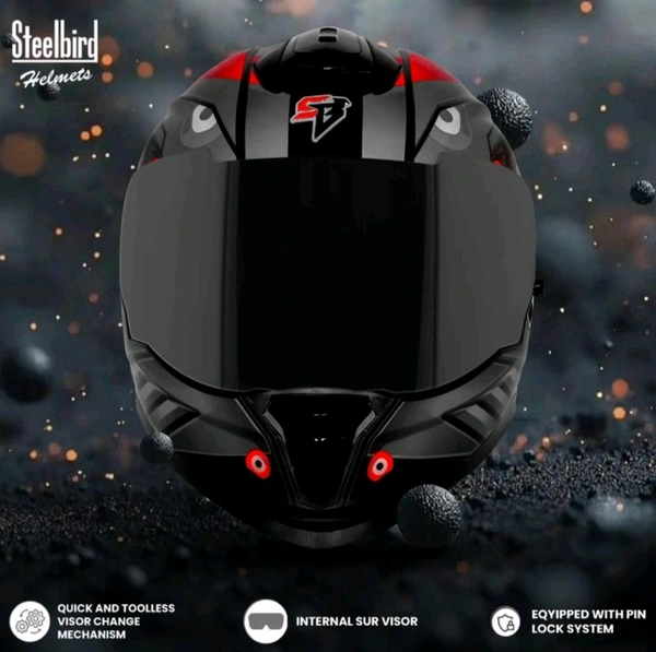 Steelbird SBH-57 ISS Fighter F8 ISI/DOT Matt BLACK White - M