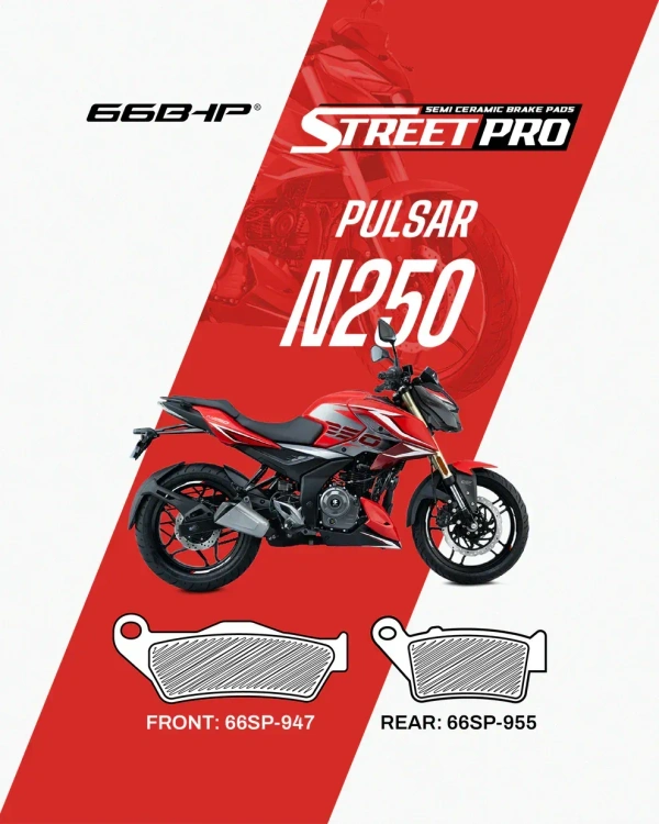 66Bhp PULSAR N250 (FRONT) Street Pro Semi Ceramic Brake Pads (66SP-947)