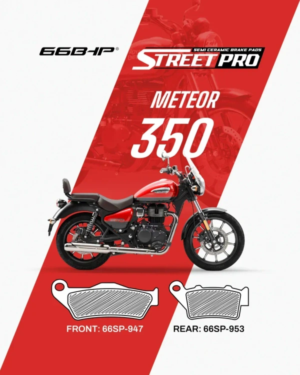 66Bhp Royal Enfield Meteor 350 (FRONT) Street Pro Semi Ceramic Brake Pads (66SP-947)