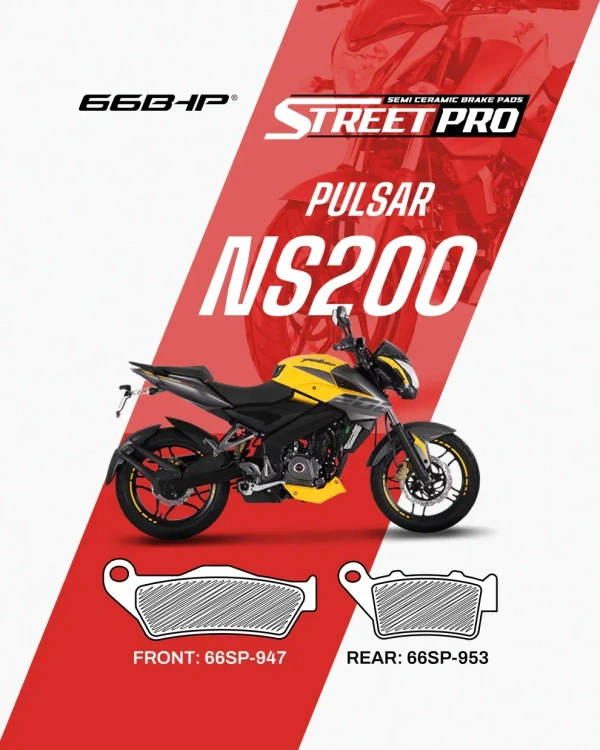 66Bhp Bajaj NS200 (FRONT) Street Pro Semi Ceramic Brake Pads (66SP-947)