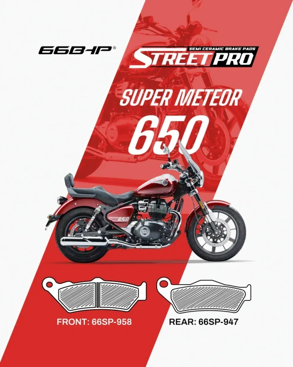66Bhp Royal Enfield Meteor 650 (REAR) 66Bhp Street Pro Semi Ceramic Brake Pads (66SP-947)