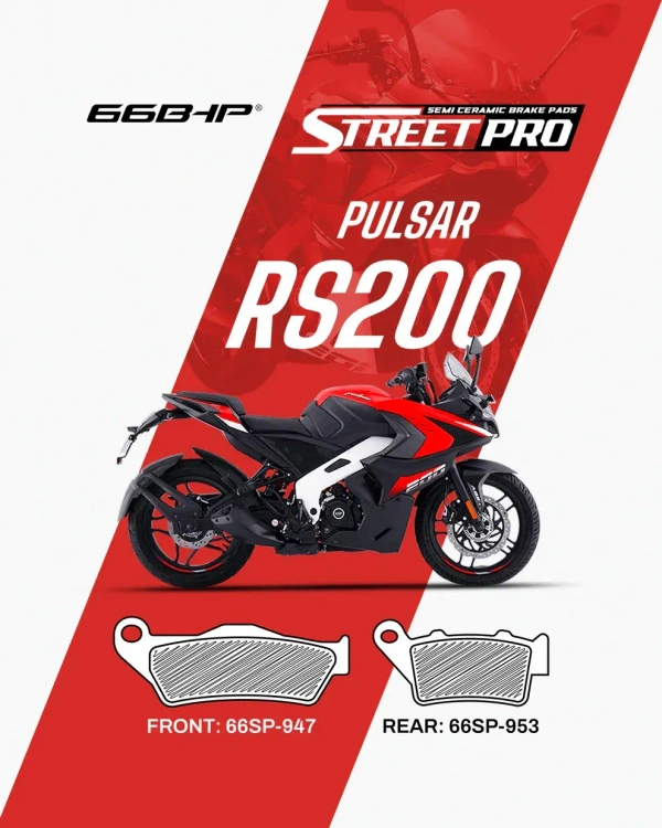 66Bhp Bajaj RS200 (FRONT) Street Pro Semi Ceramic Brake Pads (66SP-947)