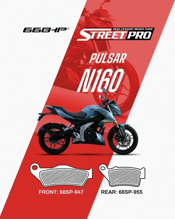 66Bhp PULSAR N160 (FRONT) Street Pro Semi Ceramic Brake Pads (66SP-947)