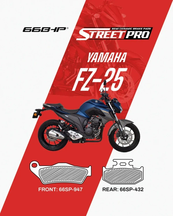 66Bhp Yamaha FZ25 (FRONT) Street Pro Semi Ceramic Brake Pads (66SP-947)