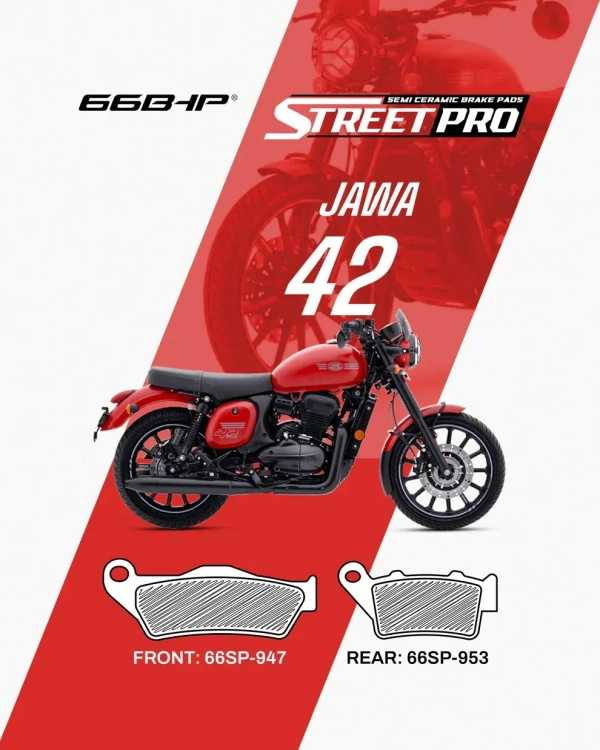 66Bhp JAWA 42 (FRONT) Street Pro Semi Ceramic Brake Pads (66SP-947)