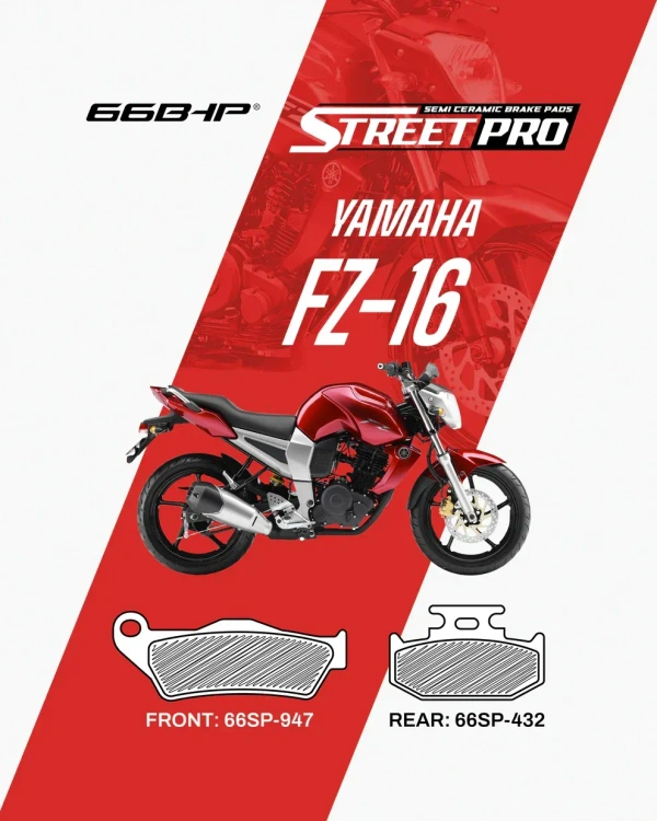 66Bhp Yamaha FZ16 (FRONT) Street Pro Semi Ceramic Brake Pads (66SP-947)