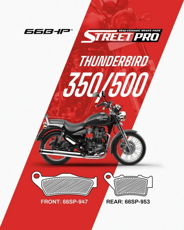 66Bhp Royal Enfield Thunderbird 350 / 500 (FRONT) Street Pro Semi Ceramic Brake Pads (66SP-947)