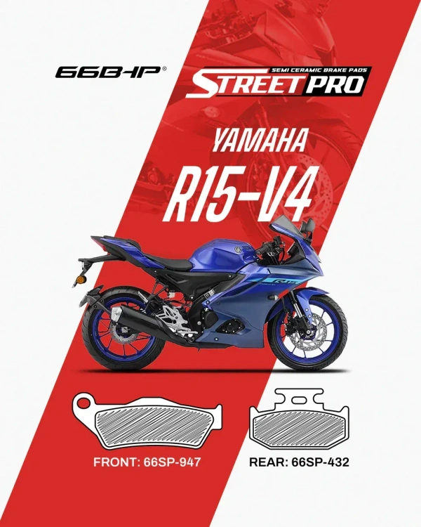 66Bhp Yamaha R15 V4 (FRONT) Street Pro Semi Ceramic Brake Pads (66SP-947)