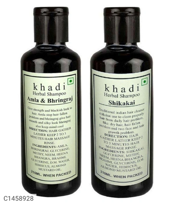 Khadi Amla & Bhringraj and Shikakai Shampoo 420 ml Pack of 2