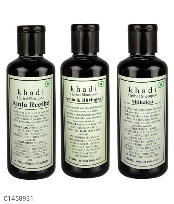 Khadi Amla Reetha, Amla Bhringraj & Shikakai Shampoo 630 ml Pack of 3