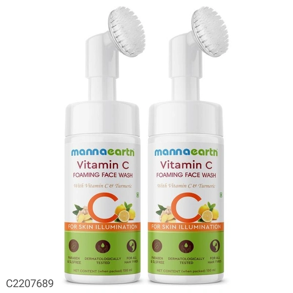 Mamaearth Vitamin C Foaming Face Wash with Vitamin C and Turmeric for Skin Illumination - 150mlx2