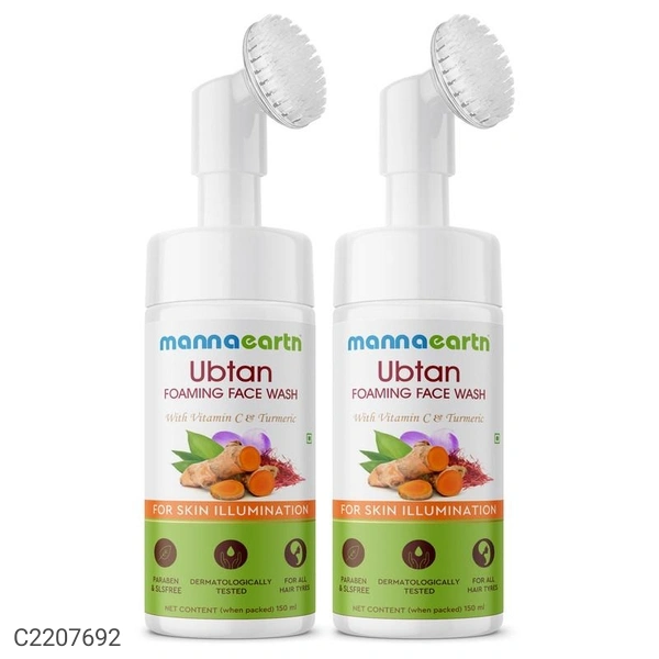 Mamaearth Ubtan Foaming Face Wash with Turmeric and Saffron for Tan Removal - 150mlx2