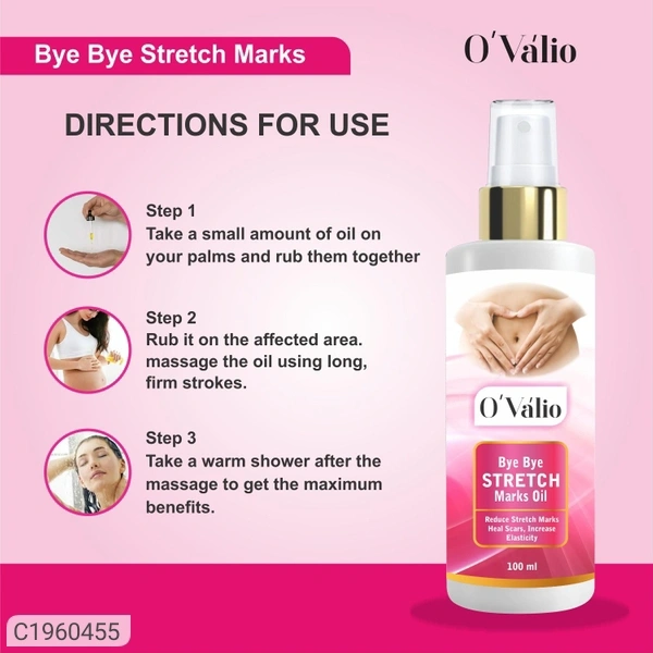 Ovalio Stretch Mark Oil For Mens And Womens Pack Of 1 (100ml)