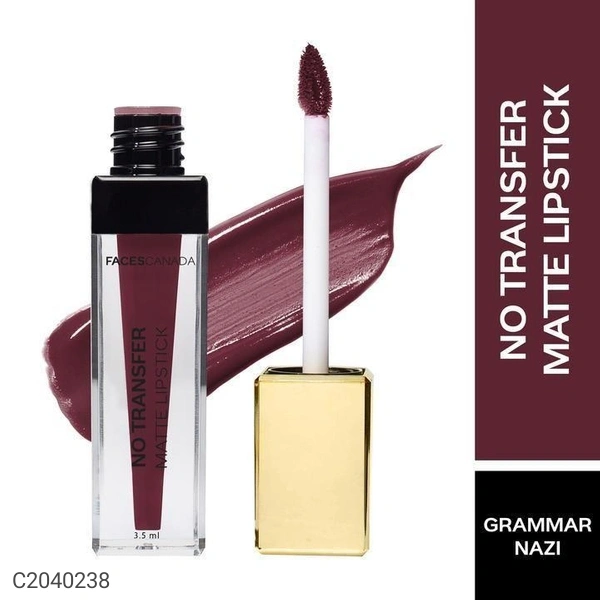 Faces Canada No Transfer Matte Liquid Lip Color | Mask Proof | Transfer Proof | Lasts All Day |Enriched with Chamomile Oil | Highly Pigmented | One Stroke Color | Shade - Grammar Nazi 3.5 ml