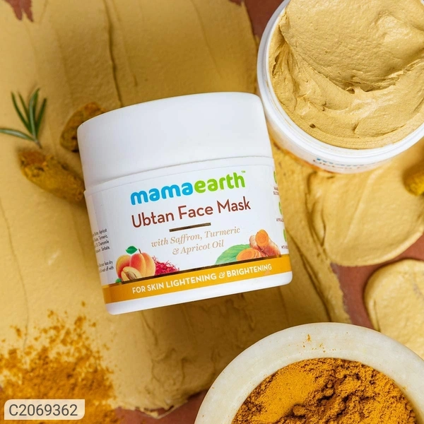 Mamaearth Ubtan Face Pack Mask for Fairness, Tanning & Glowing Skin with Saffron, Turmeric & Apricot Oil, 100 ml