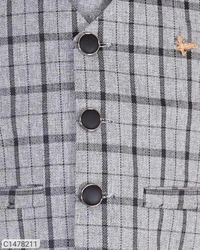 Kids Checks Shirt Waistcoat Pant Set - 3-4 Years