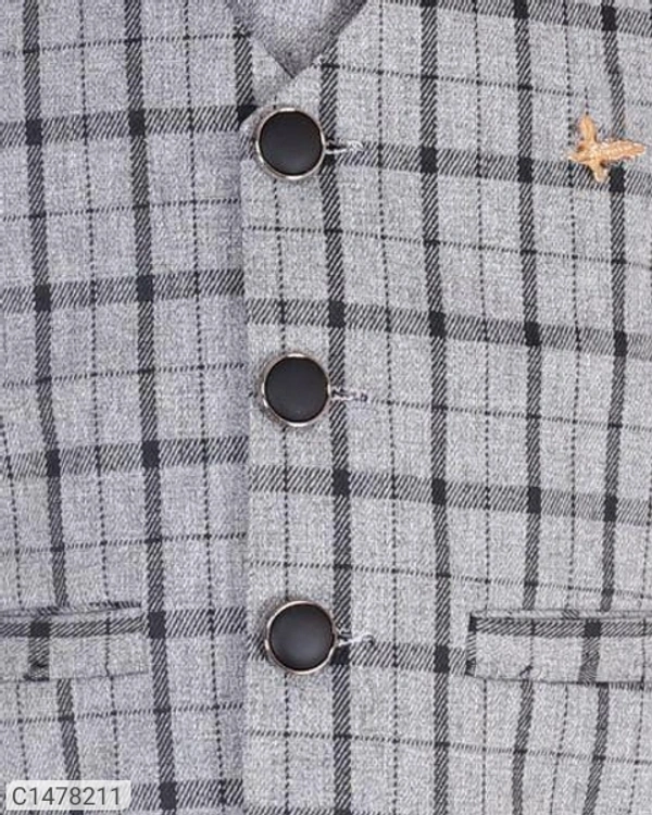 Kids Checks Shirt Waistcoat Pant Set - 3-4 Years