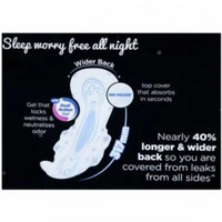 Whisper Bindazzz Nights Sanitary Pads - XL, Longer & Wider Back, Stops Leakage, Pack Of 44 pcs